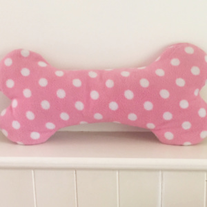Dog Bone Cushion Pink Spot
